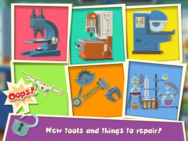 iOS 用 フィクシー・ザ・マスター：電化製品の修理ゲーム。大好きなヒーローを使った教育ビデオをご覧ください