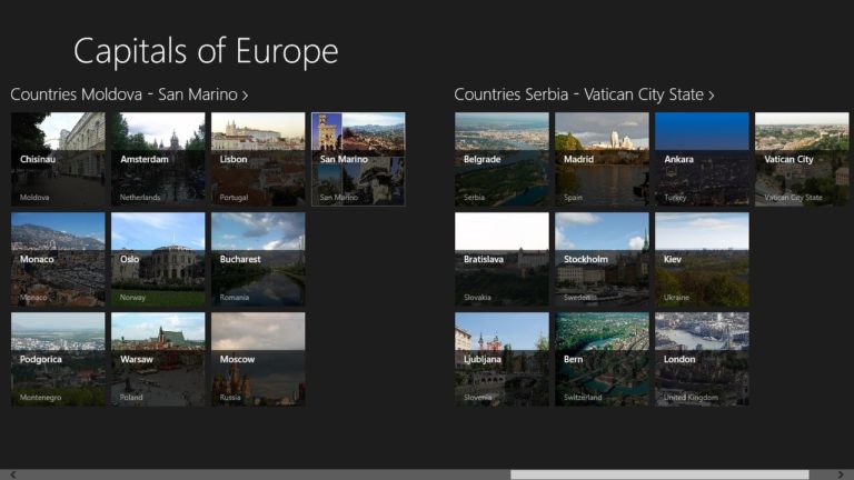 Capitals of Europe per Windows