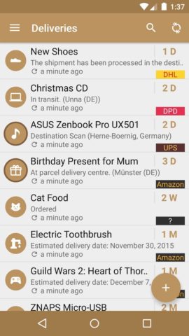Android 用 Deliveries Package Tracker