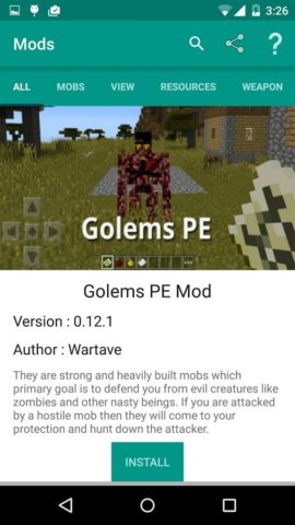 Mods Installer for Minecraft PE per Android