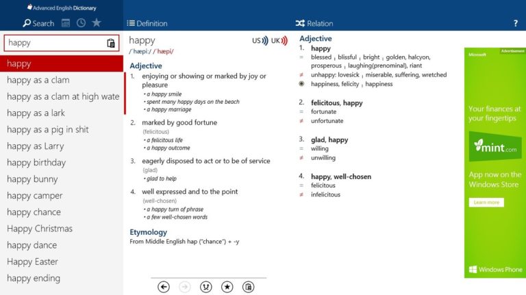 Advanced English Dictionary untuk Windows