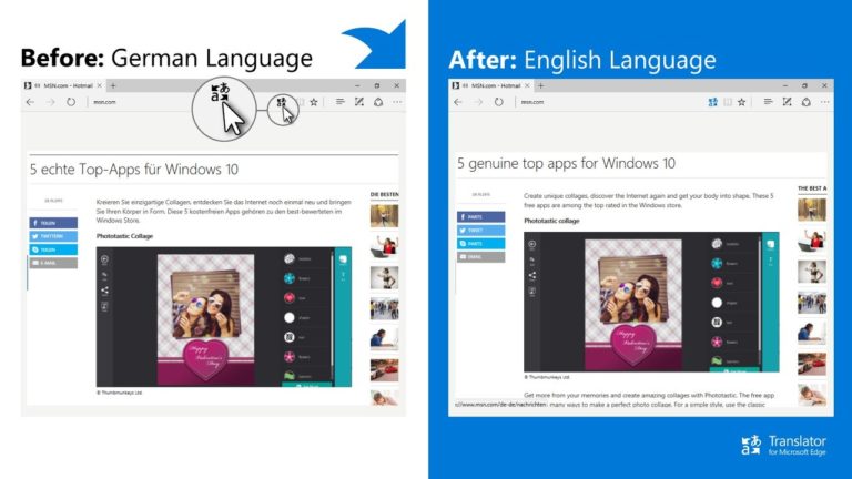 Windows용 Translator Microsoft Edge