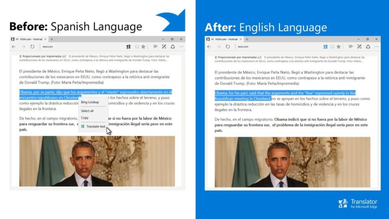 Translator Microsoft Edge untuk Windows