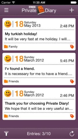 iOS için Private Diary