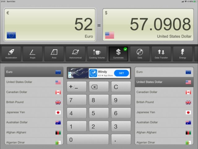 Converter: Units & Currencies لنظام iOS