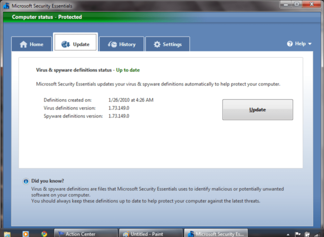 Microsoft Security Essentials для Windows