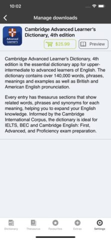 Cambridge English Dictionary สำหรับ iOS