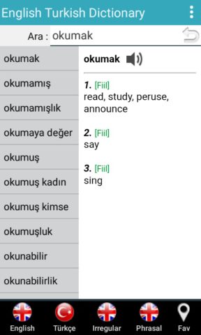 Android için İngilizce Türkçe Sözlük