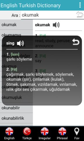 Android için İngilizce Türkçe Sözlük