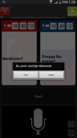 Android için Türkçe Rusça Çeviri