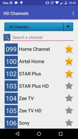 Indian Digital TV Channels per Android