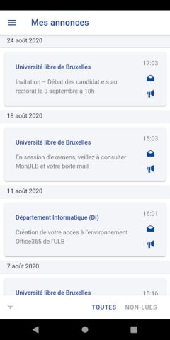 MonULB для Android — скриншот 1