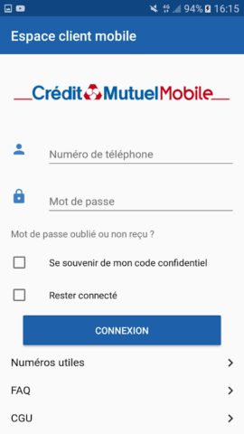 Android 版 Crédit Mutuel Mobile