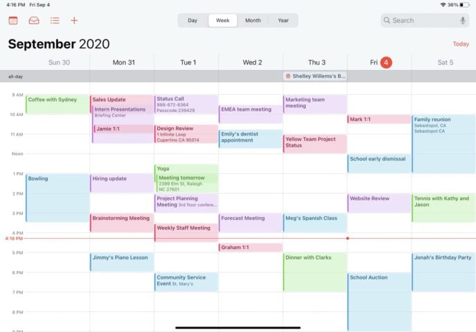 Calendario per iOS