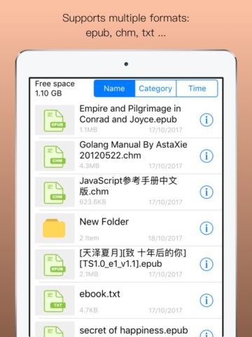 iOS용 Epub 리더 – epub, chm, txt 읽기