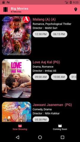 KTM Movies (Info and Timings) per Android