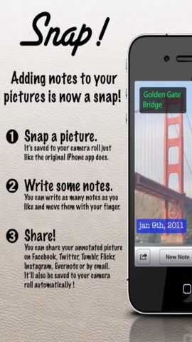 Snap Camera! – Write notes on your pictures the easy way. สำหรับ iOS