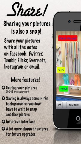 Snap Camera! – Write notes on your pictures the easy way. สำหรับ iOS