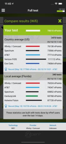 iOS 用 nPerf internet speed test