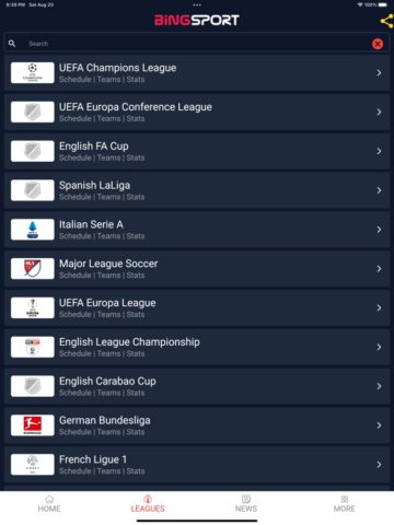 Bingsport pour iOS