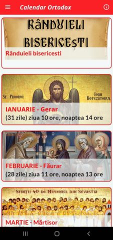 Android için Calendar Ortodox