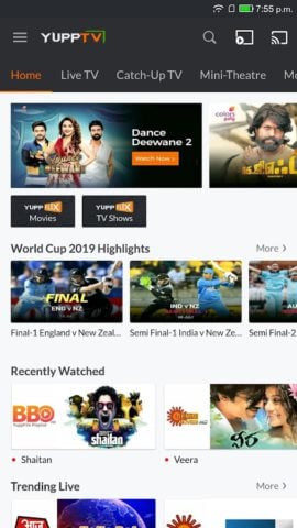 Android용 YuppTV LiveTV, Live Cricket