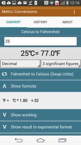 Metric Conversions لنظام Android
