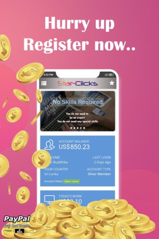 Android 用 Star Clicks Earn Money Online