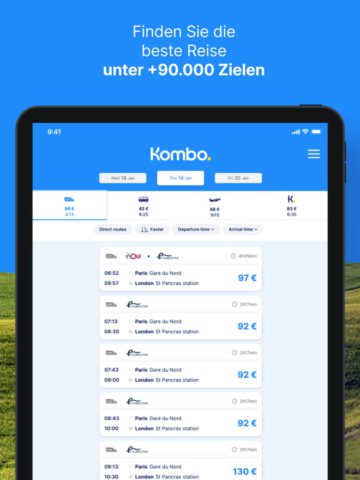 Kombo: Train, Bus & Flights for iOS