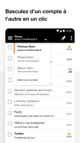 Android 用 Mail Orange – Messagerie email