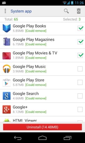 System app remover for Android