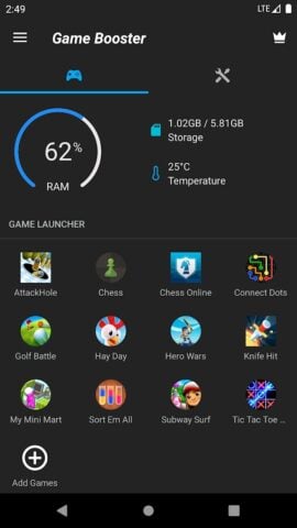 Android 用 Game Booster: Manage, Launcher