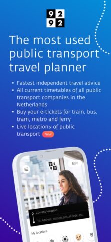 9292 reisplanner OV + e-ticket per iOS