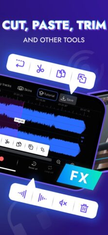 iOS 用 音楽編集とメロディー：録音、音量調整と動画からの音声抽出