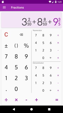 Fractions: calculate & compare for Android