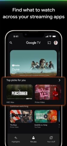 iOS용 Google TV: 무비/TV 시청