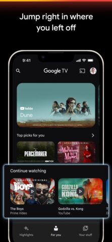 Google TV: مشاهدة أفلام وبرامج لنظام iOS
