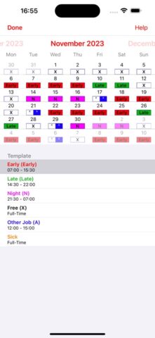Roster-Calendar สำหรับ iOS