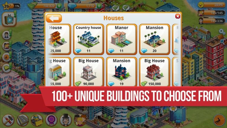 Cité village, simulation d’île pour Android