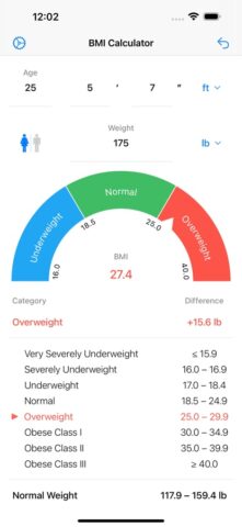 Calcolatore BMI Controllo peso per iOS