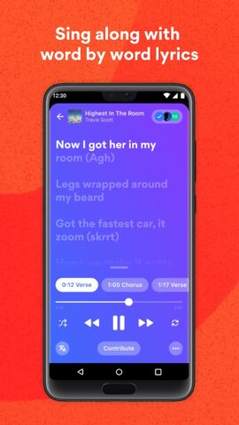 Android 版 Musixmatch 音樂播放器的歌詞同步