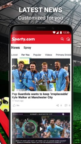 Sporty.com: Live Scores & News для Android