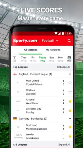 Android 版 Sporty.com: Live Scores & News