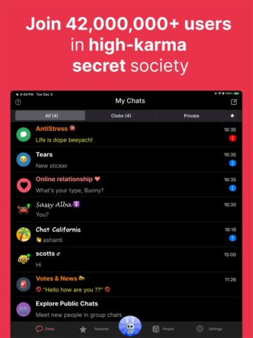 iOS için Anonim Canlı Sohbet Odaları