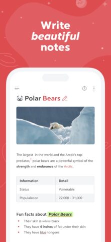 Bear – Bloc de notas privado para iOS