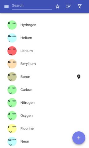Chemical elements for Android