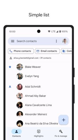 Contacts pour Android