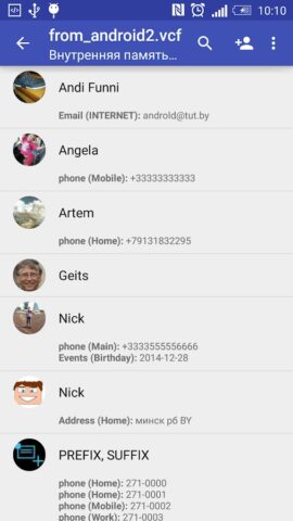 Contacts VCF cho Android