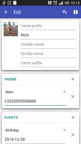 الاسماء ( بصيغة بطاقة ) VCF لنظام Android
