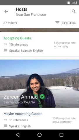 Apli Perjalanan Couchsurfing untuk Android